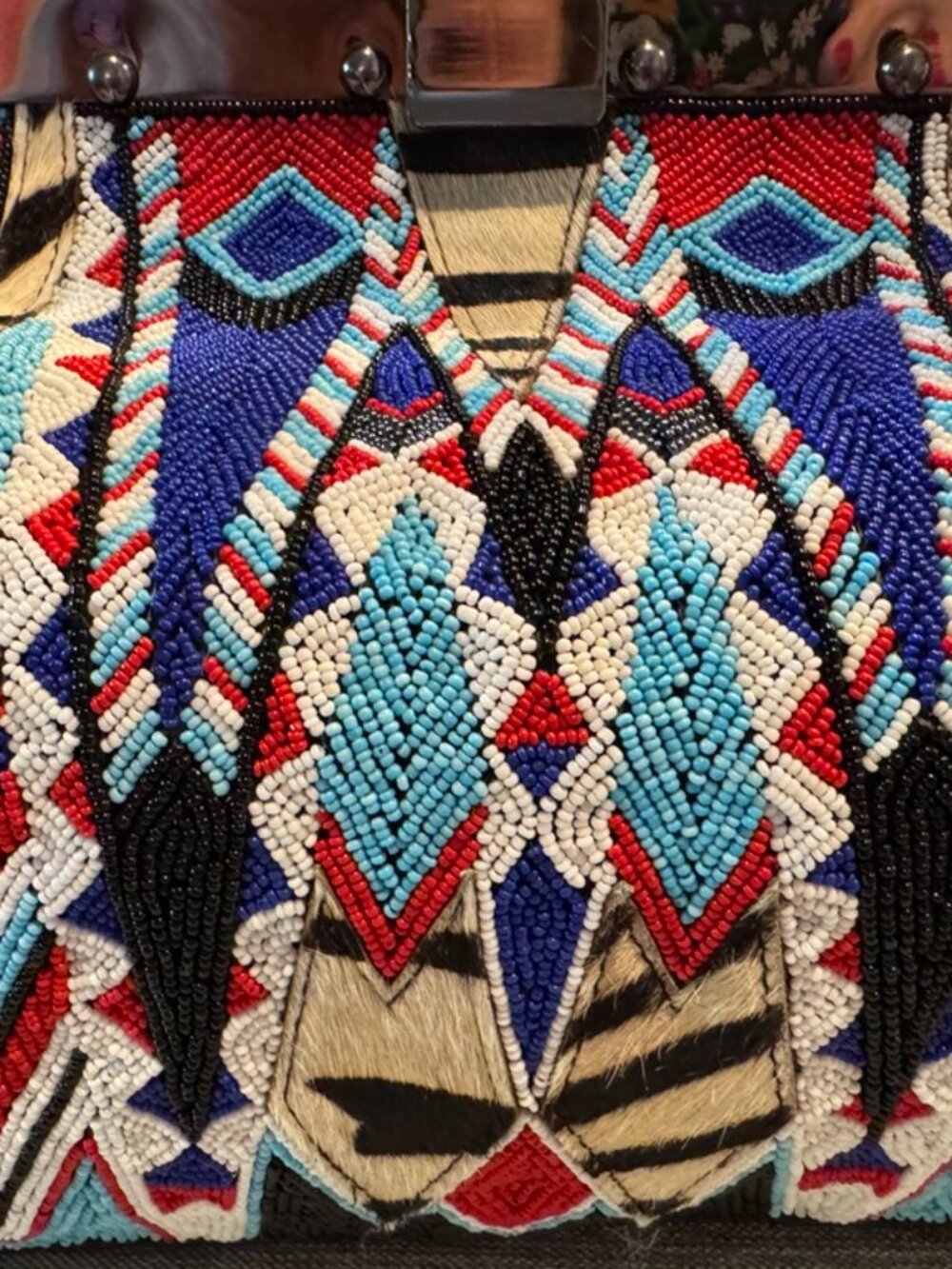 Sharif 1827 Couture Limited Ed Geometric Hand-Beaded Mixed Media Tote Bag NWT - Picture 3 of 16